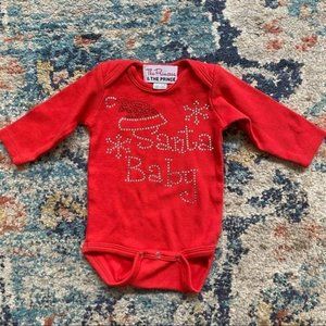 The Princess and The Prince Santa Baby Rhinestone Onesie
